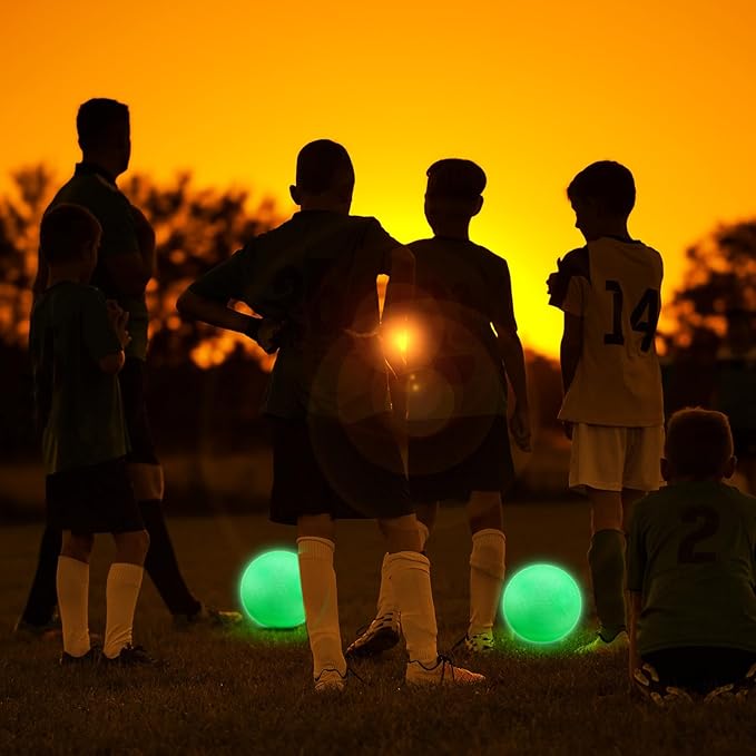 Hiboom Glow in The Dark Kickballs Dodgeballs Light up Playground Bouncy Balls with Pump for Adults Playground Backyard Outdoor Glow in The Dark Activities