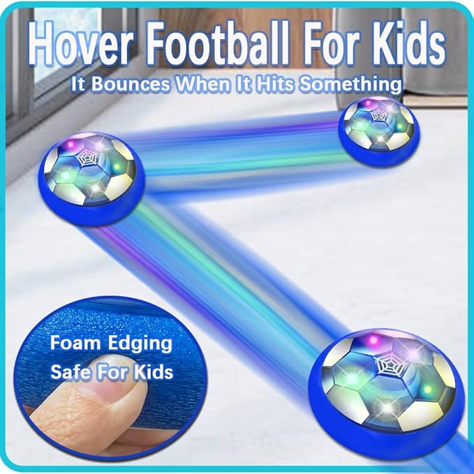 JRD&BS WINL Light Up LED Hover Soccer Ball Toys for Kids - Indoor Air Soccer Floating Training Ball with Glowing LED, Gift for Boys and Children, Blue