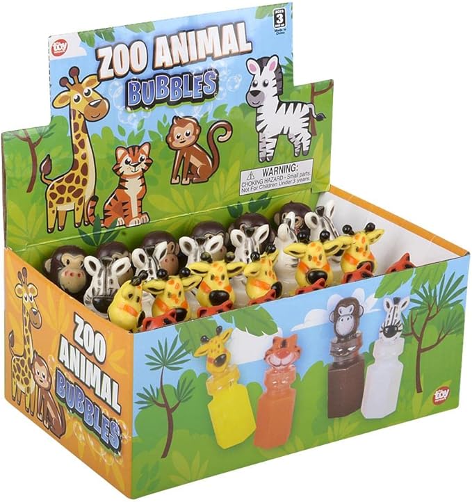 Rhode Island Novelty 0.6oz Zoo Animal Bubble Bottles, Two Dozen Bottles