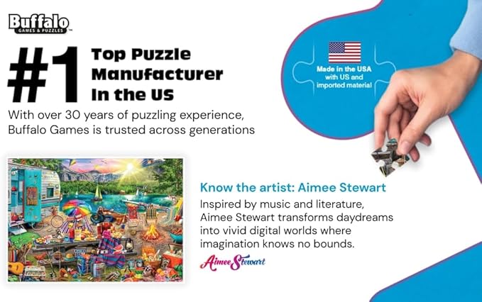 Buffalo Games - Aimee Stewart - Family Campsite - Look Closer - 500 Piece Jigsaw Puzzle for Adults with 10 Hidden Images - Challenging Puzzle for Game Nights - Finished Size 21.25 x 15.00