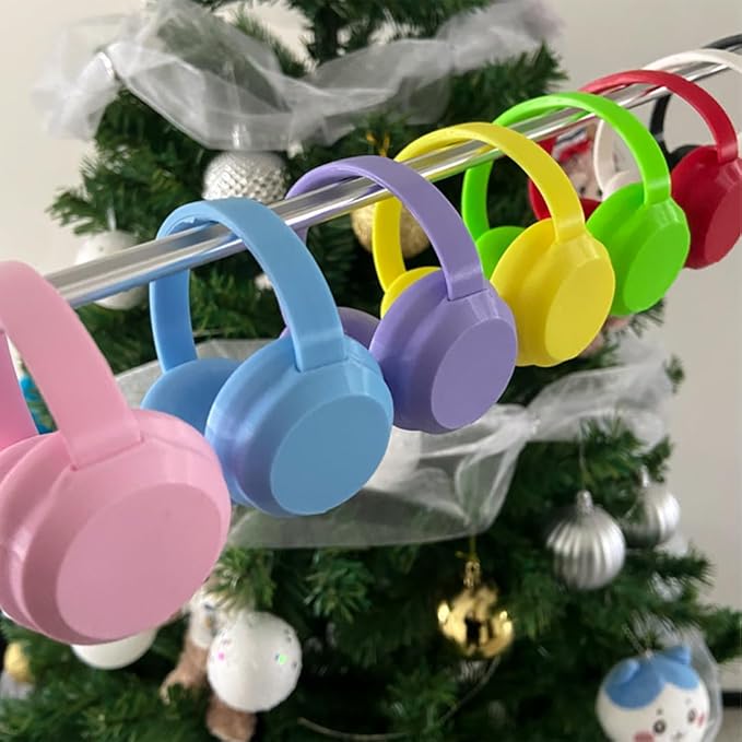 17 cm Doll Accessory - 17 cm Doll Miniature Headphones Acrylic Material, Suitable for Photography and Display | Suitable for 6.7in Dolls(Pink Earphones(NO Doll)
