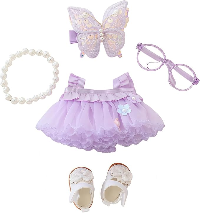 Clothes for Lu bubu Dolls (No Doll) Accessories, Outfit Set 5 Pieces Gauze Dress for 17cm Doll, Romantic Skirt Doll Clothing Set Replacement Purple