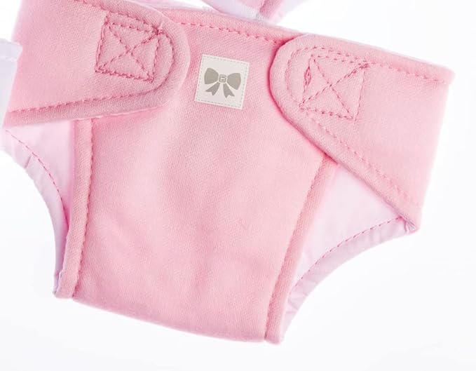 JC Toys Baby Doll 4 Pack Fabric Diapers | Washable, Reusable, Adjustable Eco Diapers | Fits Dolls 14 to 18 inch in Pink/White/Grey