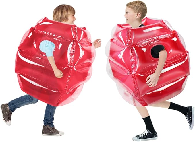 ZHUYNXIR 2 PC Sumo Balls for Kids, Kids Bumper Bounce Balls, Kid Sumo Balls, Lawn Game Ball for Child Outdoor Team Gaming Play, 24 inch, red+red.