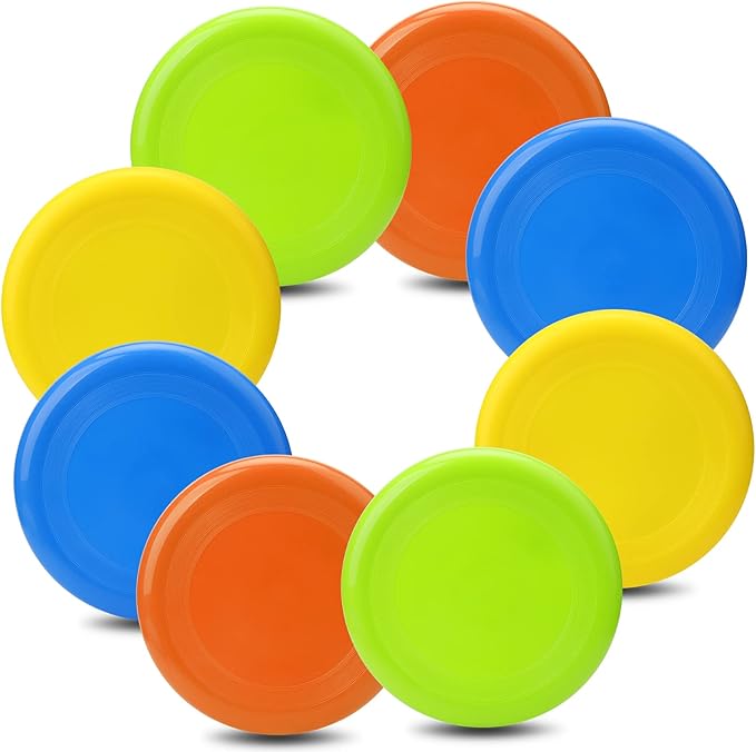 8" Flying Disc Sport Trainning Disc Toy, Beach Toy Outdoor Accessories for Backyard Lawn Park, Birthday Gift Set for Kids Boys Girls, Throwing and Catching Activities (8 Pack)