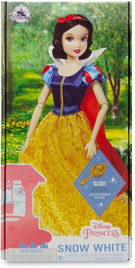 Disney Store Official Princess Classic Doll (Snow White), 11 Inches, Includes Brush with Molded Details, Fully Posable Toy in Classic Outfit - Disney Princess Toys