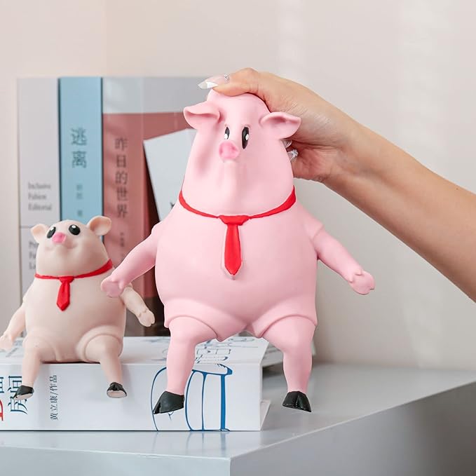 Stretchy Glue-Sand Filled Rubber Pig , Latex Piglet Soft Decompression Doll Toy, Squishy Pig Toy,Animal High-Elastic Stretchable, Decompression Toy for Adults and Children (Pig-L)