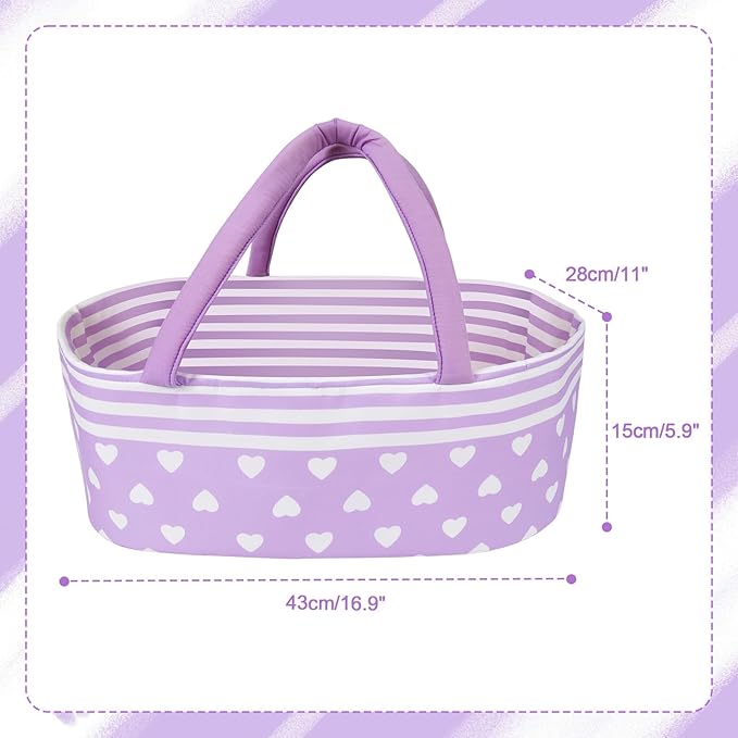 Aori 7 Pcs Reborn Baby Dolls Clothes with Bassinet for 17-22 Inch Baby Doll, Purple Carrier Bed and Baby Doll Clothes Accessories fit Newborn Girl Doll