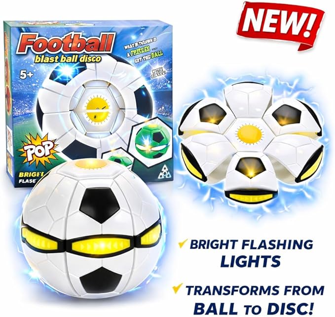 Magic Ball with 6 LED Lights - High Bounce Pop Up Ball Flying Saucer - Bouncing Balls, Magic Flying Saucer, Bouncy Balls-Interactive Outdoor Catching Game & Stress Relief for Family & Friends