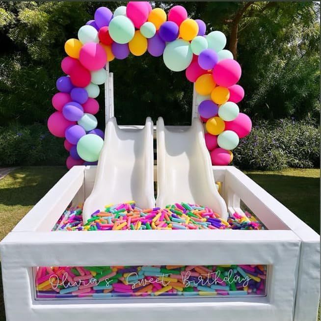 STARBOLO Ball Pit Balls Giant Sprinkles 500pcs Ball Pit Balls Crush Proof Plastic Toy Balls for Toddlers Ball Pits, Ball Pit Play Tent, Baby Pool Water Toys(Rainbow 8 Color;Candy Long Balls)