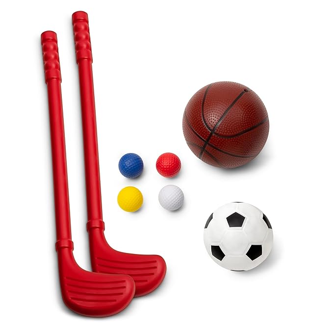 Delta Children Marvel Spider Man 4-in-1 Sports Center – Adjustable Easy Score Basketball Hoop, Soccer/Hockey Net and Golf Game, Red/Blue