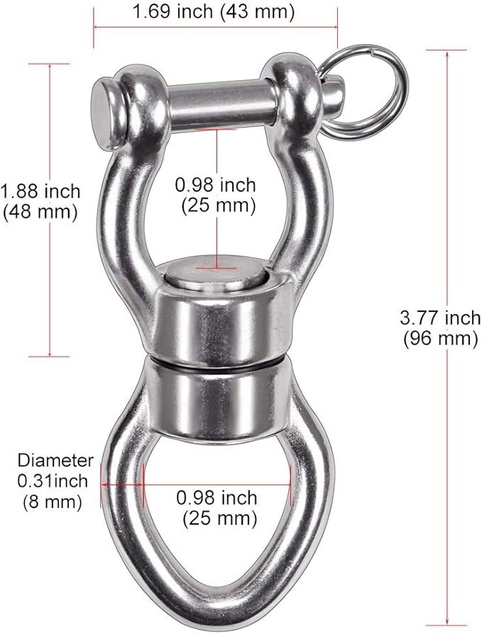 SELEWARE Silent Bearing Swing Swivel, 360° Rotational Device Hanging Accessory with Removeable Buckle for Tree Swing, Hammock Chair, Climbing Rope, Yoga, Kids Swing Swivel 1200LB Capacity