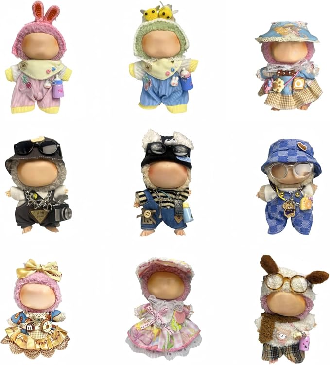 Used for Labubu Doll Outfit Clothes Designer Set,Compatible with Labubu Clothe Accessories for Doll (Brown Polar fleece-0425)