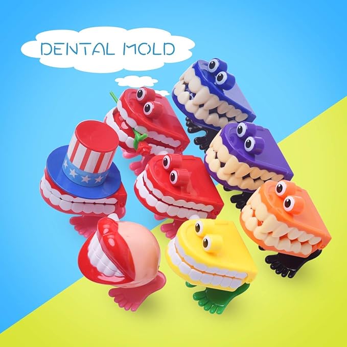 ZhongRuiYongQiang 7PCS Chattering Teeth Wind Up Toy Walking Teeth, Gags Practical Joke Toys Funny Small Feet Novelty and Gag Gifts