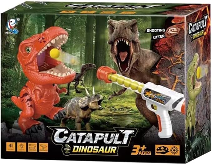 Air Gun Hit Dinosaur Green, 12pcs Sport Shooting Set, Reaction Game, Indoor Target Practice (11.4 x 4.3 x 7.7 in)