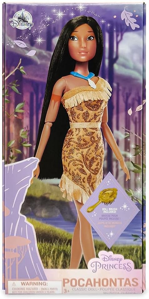 Disney Store Official Disney Princess Classic Doll (Pocahontas), 11 Inches, Includes Brush with Molded Details, Fully Posable Toy in Classic Outfit - Disney Princess Toys for Girls
