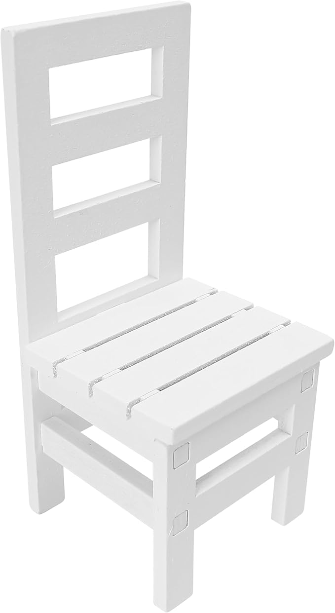 1/6 Scale Wooden Dollhouse Furniture Set – Fits 12in Dolls – White Miniature Square Table & 2 Chairs (3PCS) Furnishings Model Toy for Decor Doll Living Room– Not Full-Size Furniture