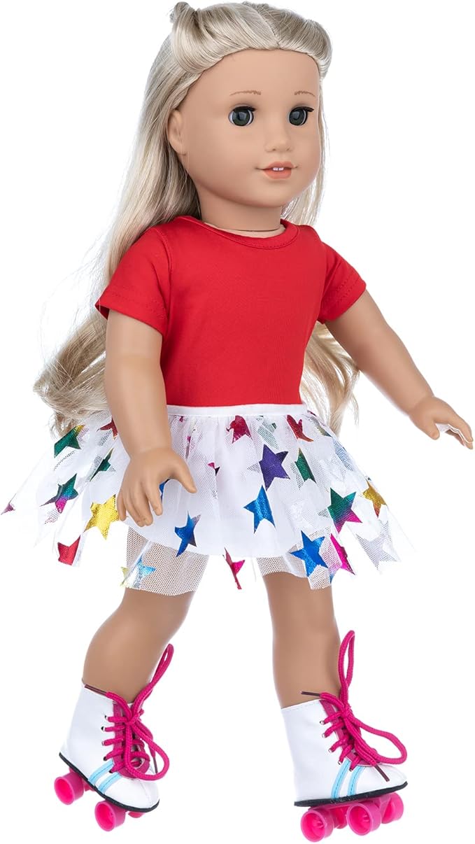 18 Inch Girl Doll Travel Skating Sport Play Set - 7PC Outdoor Accessories (Not Include Doll)