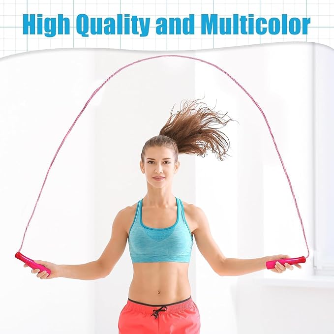 Honoson 80 Pcs Rainbow Jump Rope Bulk Gift for Kids 7.8ft Nylon Stripe Ropes with Handle Adjustable Colorful Party Favor Christmas Item Gift Outdoor Exercise Fitness (Multicolor)