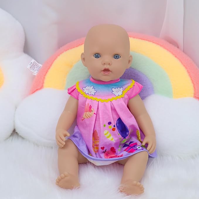 ECORELF 4 Set Baby Doll Clothes for 13-16 Inch Dolls, 6 Pcs 14 Inch Doll Clothes Accessories Dress Outfits Include Skirts, Top, Pants, Jumpsuit