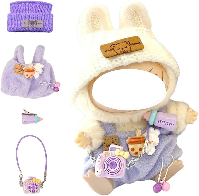 Clothes for LABUBU 17cm Doll (NO Doll),Outfit for LABUBU,Dress and Hairpin Set for LABUBU Dress Up,Accessories for LABUBU