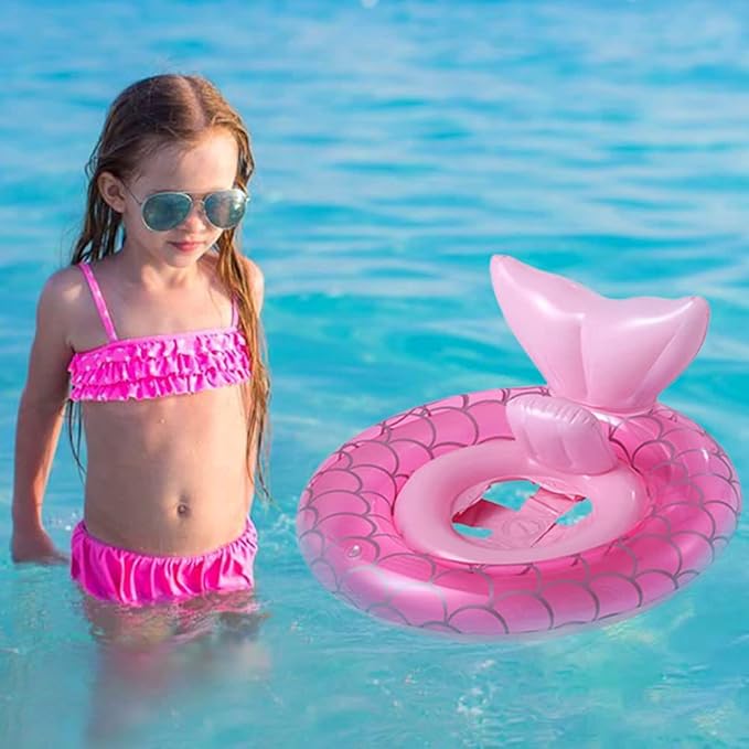 New Baby Swimming Pool Floats for Toddler Kids 8-48 Months Under 44lb, Inflatable Swim Ring Water Raft with Seat for Summer Beach Outdoor Children Infant Bath Toys
