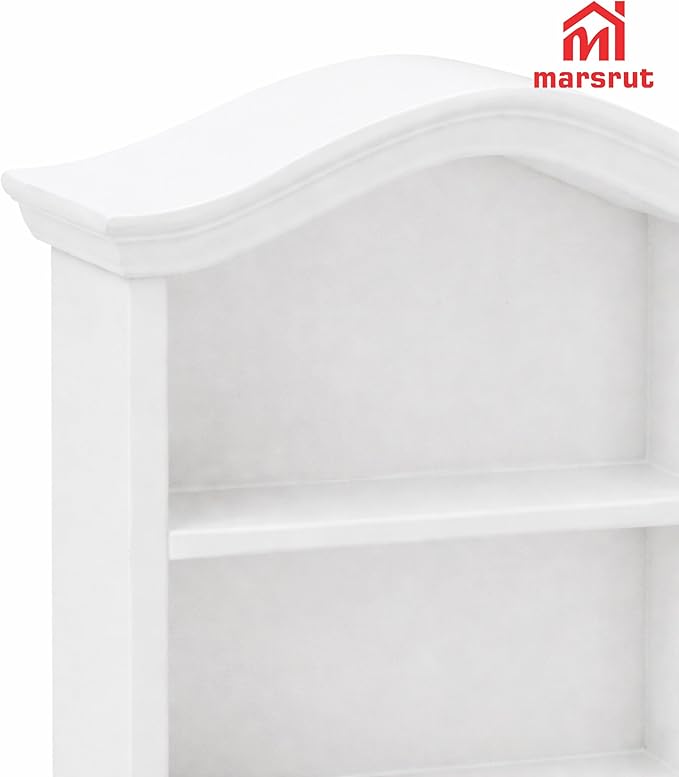 Dollhouse Bookcase 1:12 Scale Miniature Mini Bookshelf Doll House Book Shelves for Small Items Accessories Furniture Wooden 4 Floors Display Cabinet Decoration Home Bedroom, White