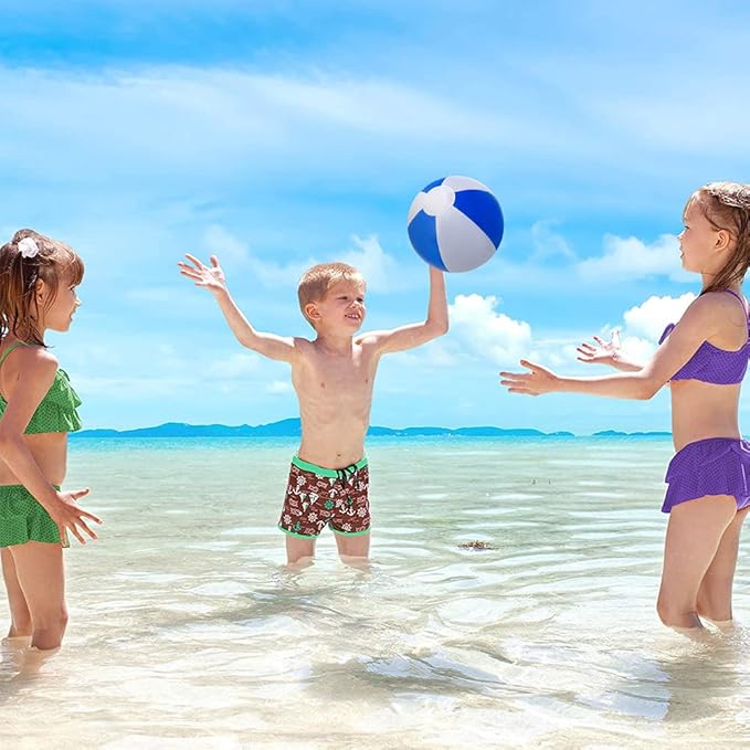 ArtCreativity Blue & White Beach Balls for Kids, Pack of 12, Inflatable Summer Toys for Boys and Girls, Decorations for Hawaiian, Beach, and Pool Party, Beach Ball Party Favors