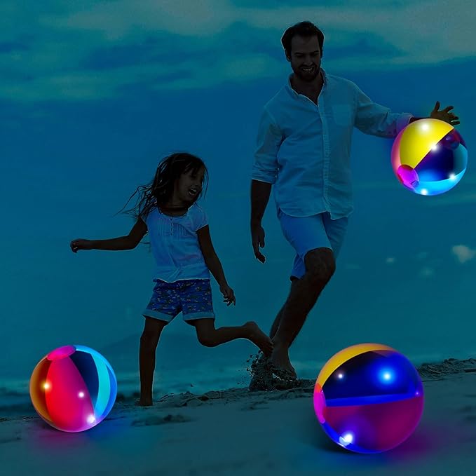 Zhanmai 10 Pcs Glow in the Dark Beach Balls Inflatable Neon Ball Light up Balls 9 Inch Beach Pool Toys Glow in the Dark Party Supplies for Summer Pool Party