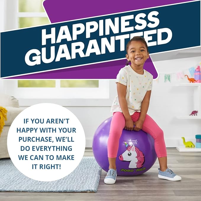 Flybar Hopper Ball for Kids, Inflatable Bouncy Ride-On Ball w/ Handle for Indoor & Outdoor Active Play, Includes Pump, Jump Ball Toy for Boys & Girls, Supports Up to 165 lbs, Ages 3+, 18-Inch, Small