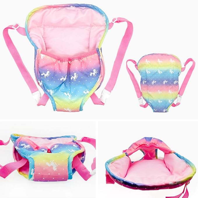 Doll Accessories Baby Doll Carrier Toys Baby Dolls Backpack for 12-18 Inch American OG Doll (Rainbow)