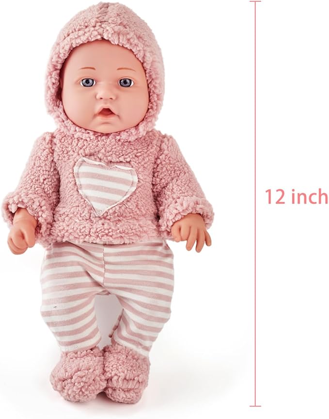 12 inch My First Baby Doll Toy playset with Accessories and Clothes in Gift Box, Ideal Gift for 3+ Years Old Girls Toddlers