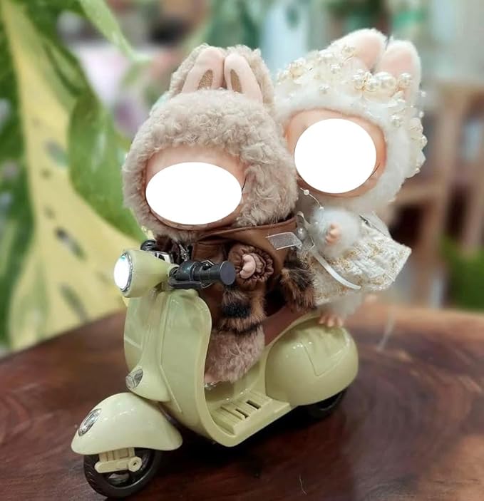 Scooter for Labubu with Light and Music, Have A Seat for Labubu Accessories, Mini Electric Doll Scooter Interactive Decor Desktop Ornaments for Labubu Collectors