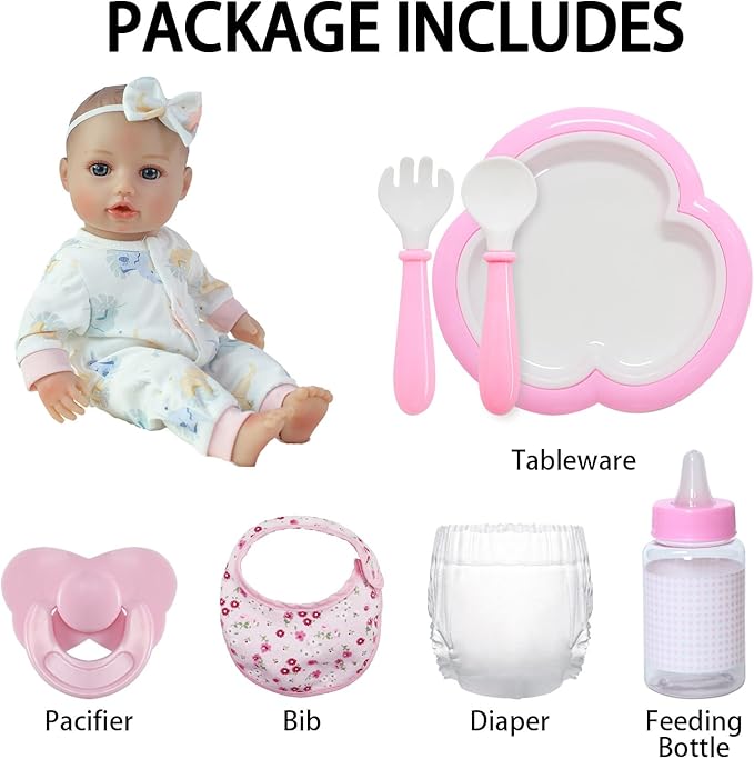 SCOM Realistic Baby Doll Girl - 16 inch Soft Body Baby Dolls with Accessories, Real Life Cute Toddler, Lifelike First Doll with Vinyl Body for Kids 3 4 5 6 + Year Old Gifts Hispanic