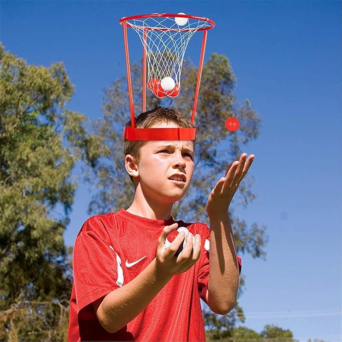 2 Pack Head Hoop Basketball Party Game for Kids and Adults, Adjustable Basket Net Headband with 20 Balls for Carnival Party Birthday Party Family Indoor Outdoor Game