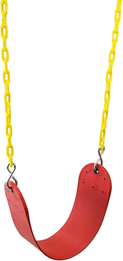 Squirrel Products Heavy Duty Swing Seat - Swing Set Accessories Swing Seat Replacement and Carabiners for Easy Install - Red