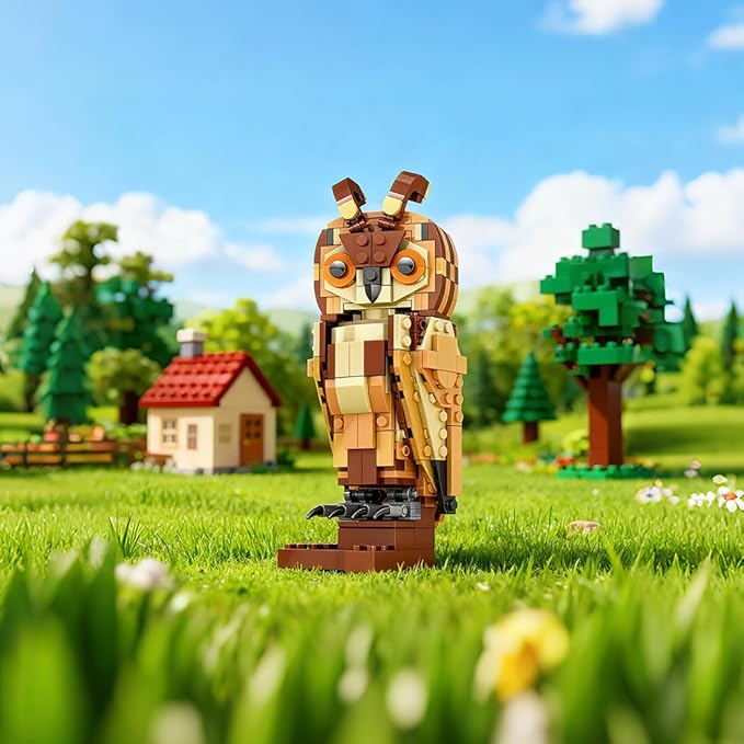 Animal Toy Building Set - Owl Bird Model Kit for Adults & Kids 9+ - Creative Animal Figures Collection - Valentine's Day & Birthday Gifts for Boys, Girls, Couples & Animal Lovers