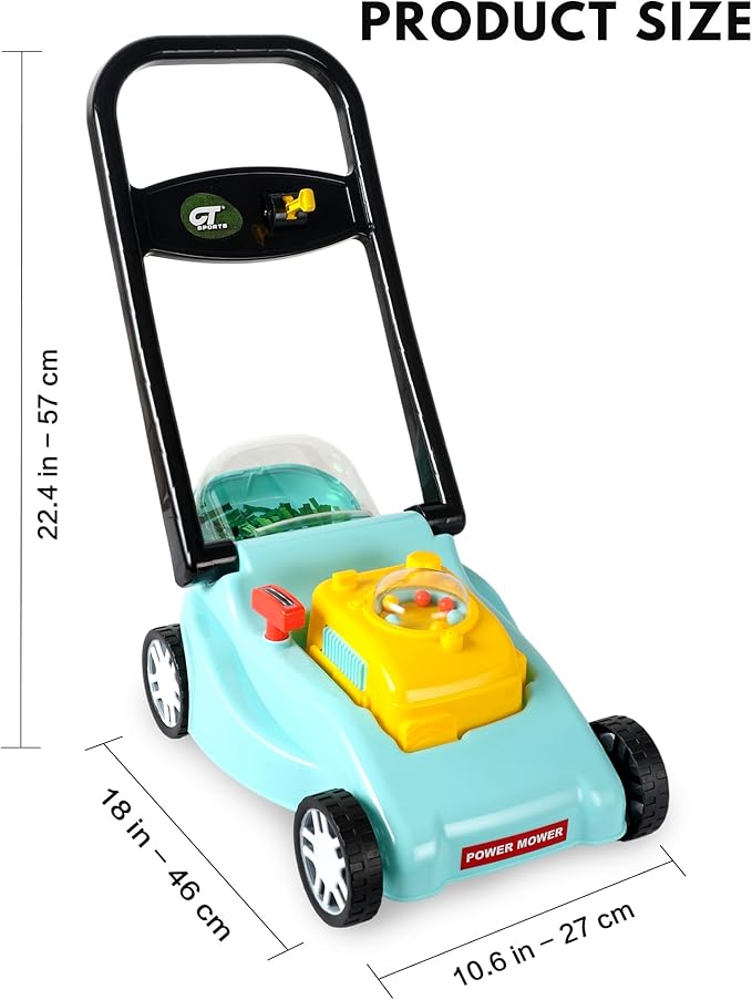 Kids Lawn Mower with Realistic Grass-Cutting Action and Sounds – No Batteries Required | Fun Outdoor Push Toy, Birthday Gift & Holiday Present for 3, 4, 5, 6, 7, 8 Year Old Boys and Girls (Blue)