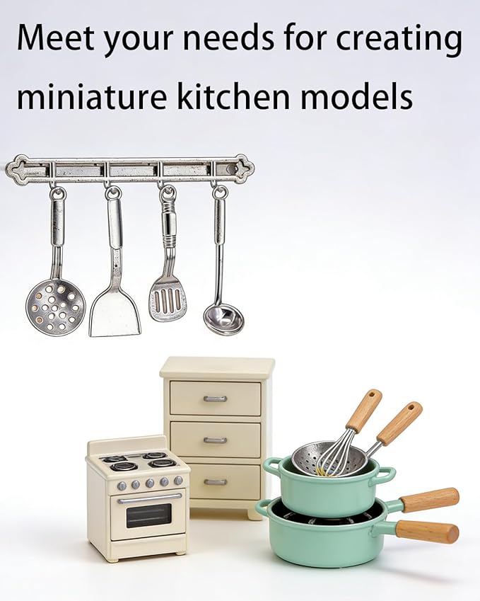 Mini Dollhouse Accessories Set, 1:12 Scale Tiny Miniature Decor for Doll House Furniture DIY (CookwareGolden)