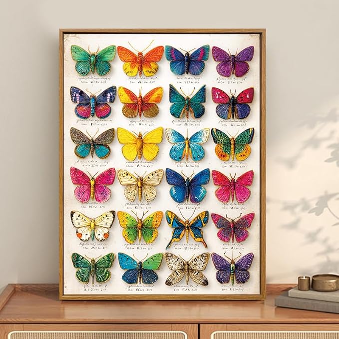 1000 Piece Puzzles for Adults,Butterfly Specimen Jigsaw Puzzle 1000 Pieces for Adults Seniors,Challenging Family Games Holiday Party Gifts -1:1 Poster Interlock Perfectly Letter on Back