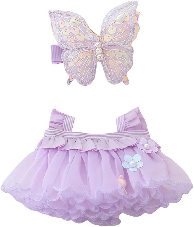 Clothes for Lu bubu Dolls(No Doll) Accessories, Outfit Set 2 Pieses Gauze Dress for 17cm Doll , Romantic Skirt Doll Clothing Set Replacement Purple