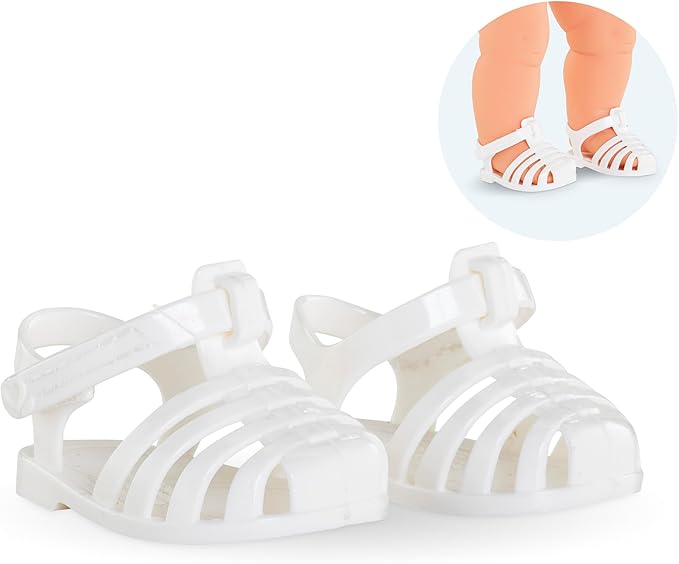 Corolle White Sandals Baby Doll Outfit Accessory - Mon Grand Poupon Clothes and Accessories fit 14" Dolls, for Kids Ages 3 Years and up