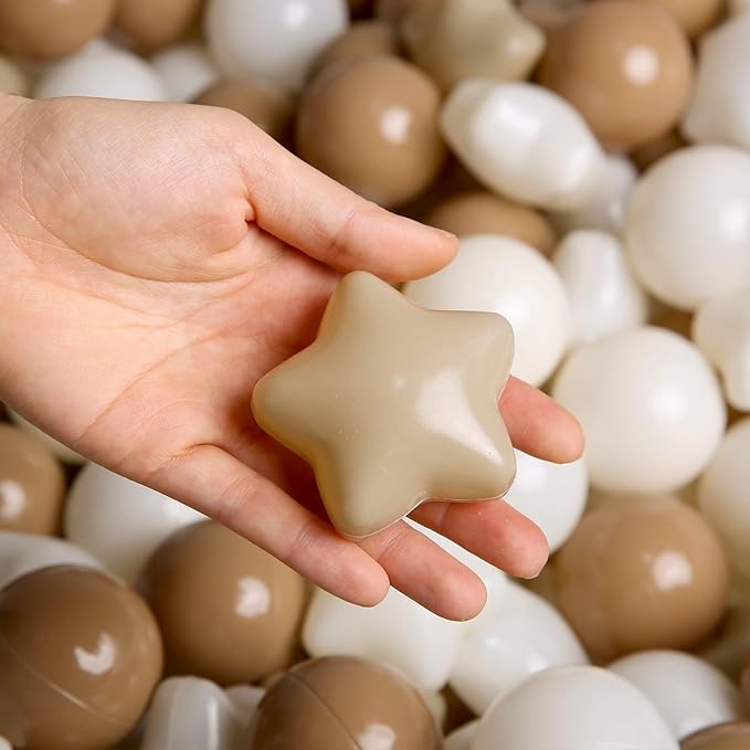 TRENDPLAY Star Ball Pit Balls for Toddlers -50 100 200 Count Star Balls Different Shapes, Non-Toxic Plastic Balls for Safe Play, Boys Girls Festival Party Decoration