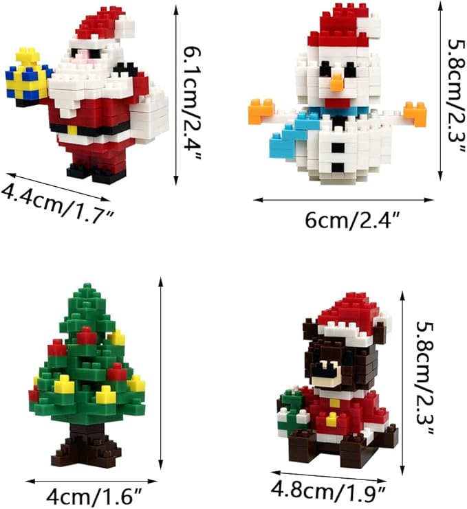 Pinkiwine 4 Pack Christmas Building Block Toys for Kids Boys Girls Teens Christmas Stocking Stuffers Gifts