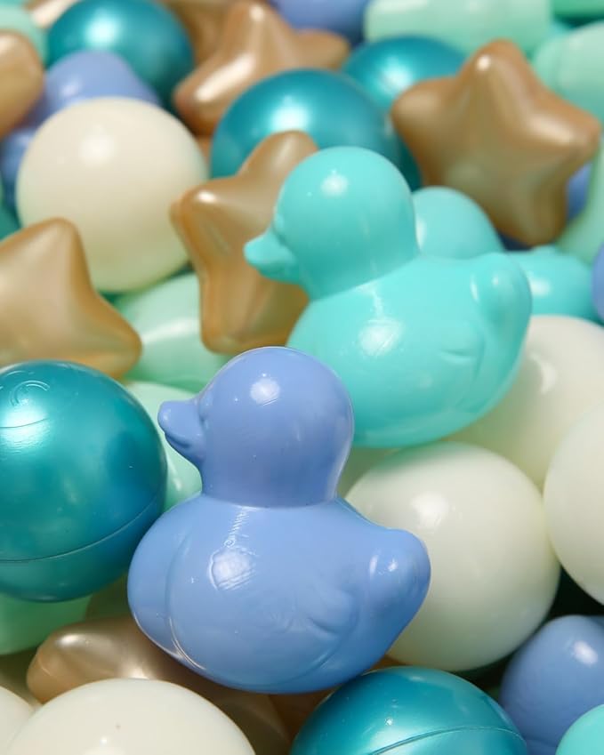 TRENDPLAY Ball Pit Balls Shapes Pastel, Duck Star Shape Non Toxic for Toddlers Kids Baby Girls Boys Dogs Soft Play,Party, 50 100 200