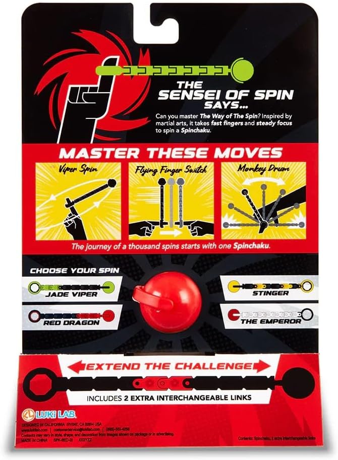 Original Finger Spinner Skill Toy for Kids & Teens, Cool Fidget Spinner for Fun Tricks, Builds Focus, Hand-Eye Coordination, Dexterity, Reflexes & Motor Skills - Red Dragon