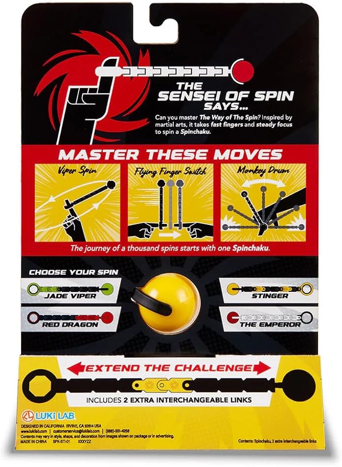 Original Finger Spinner Skill Toy for Kids & Teens, Cool Fidget Spinner for Fun Tricks, Builds Focus, Hand-Eye Coordination, Dexterity, Reflexes & Motor Skills - Stinger
