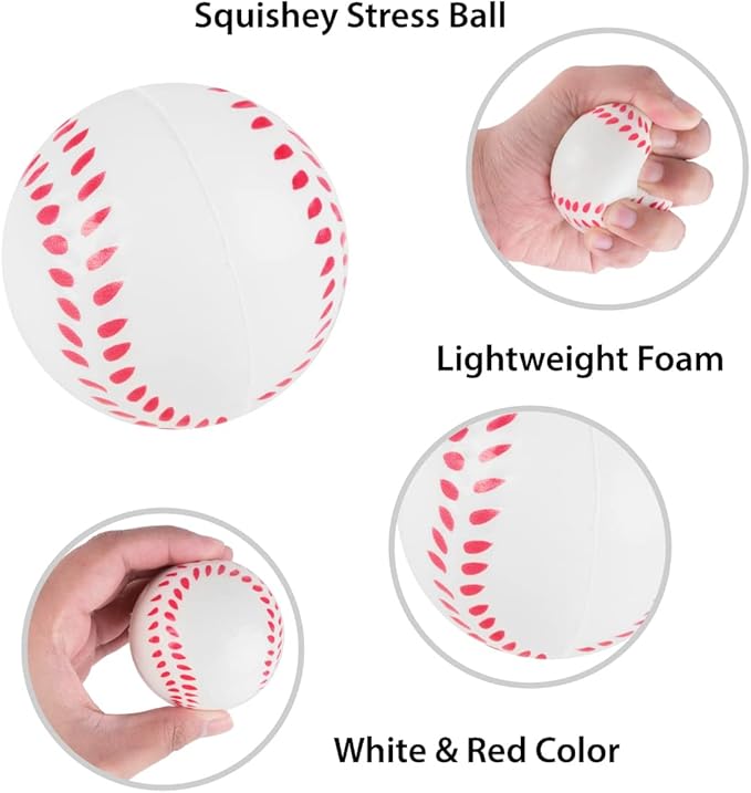Super Z Outlet Mini Foam Sports Balls for Kids Adults Mini Baseball Football Basketball Soccer Stress Bulk Toy Game Party Decoration Relaxable (Baseball) - Pack of 12
