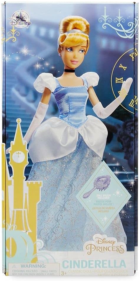 Disney Store Official Princess Classic Doll (Cinderella), 11 Inches, Includes Brush with Molded Details, Fully Posable Toy in Classic Outfit - Disney Princess Toys