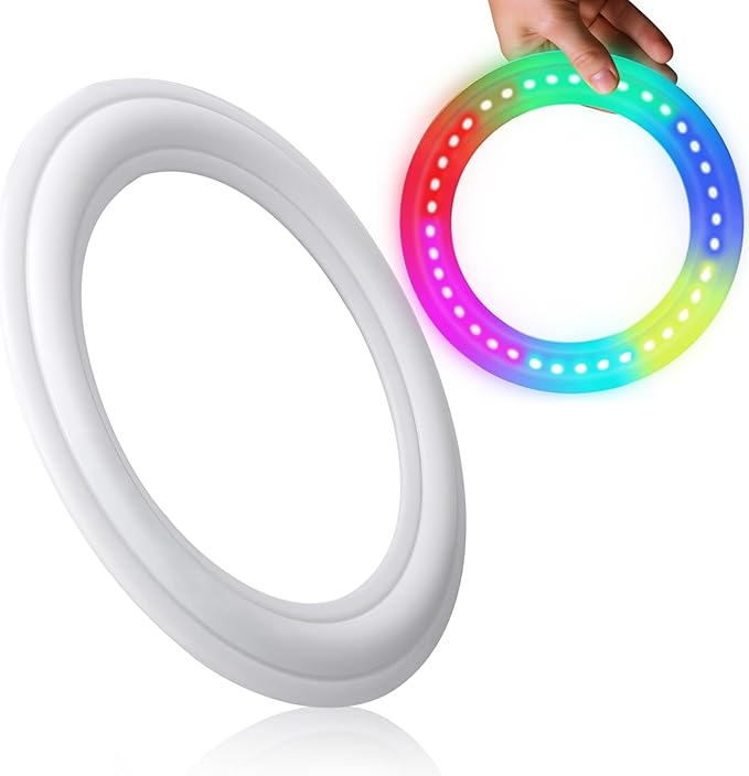 Dilabnba Flying Ring Disc Toy LED Light Beach Backyard Camping Sports Play Soft Discs Outdoor Tossing Toy Christmas Birthday Gift for Teens Boys Kids Adults, Lost Mode, 9.8''/200g